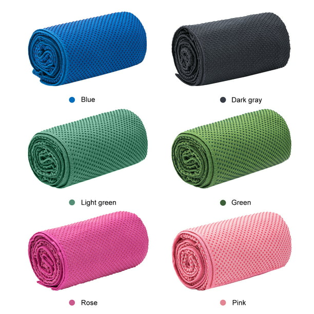 Toalla de yoga, toalla antideslizante para esterilla de yoga caliente con  bolsillos en las esquinas, tamaño de tapete de 24 x 72 pulgadas, 100%
