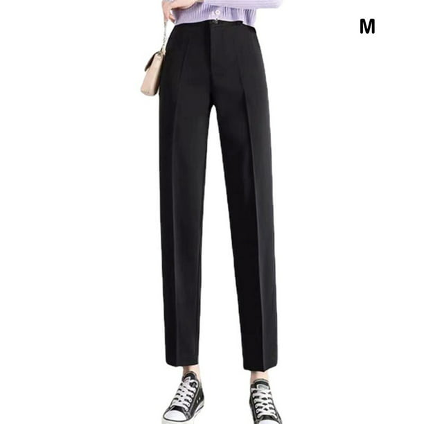 Minnieouse Pantalones de verano para mujer, pantalones formales con  bolsillos de cintura alta para mujer, traje de ocio para mujer, elásticos  de Color