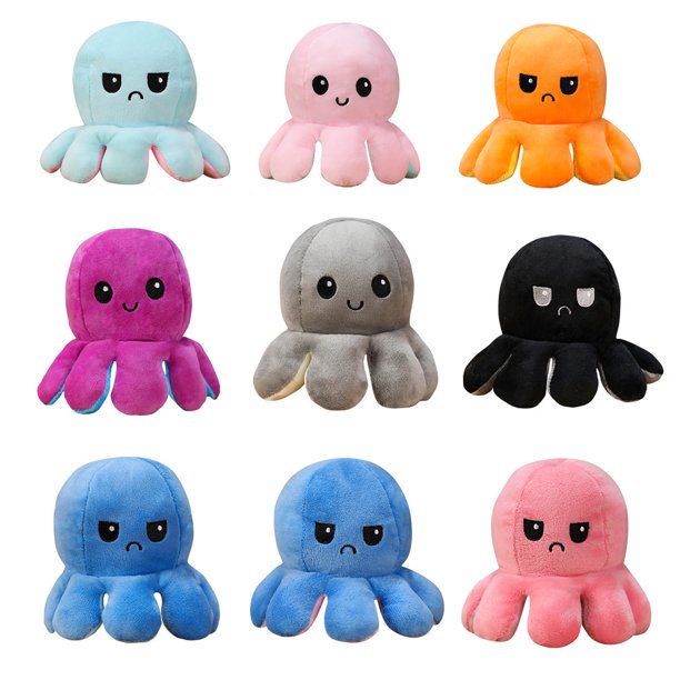 Labymos Juguete de peluche de pulpo reversible