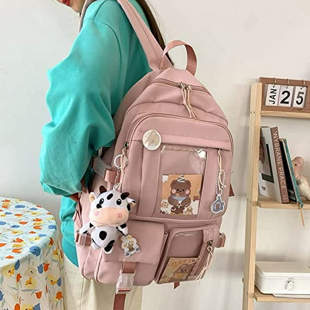 mochila kawaii con alfileres mochila escolar kawaii linda mochila escolar  kawaii (rosa)