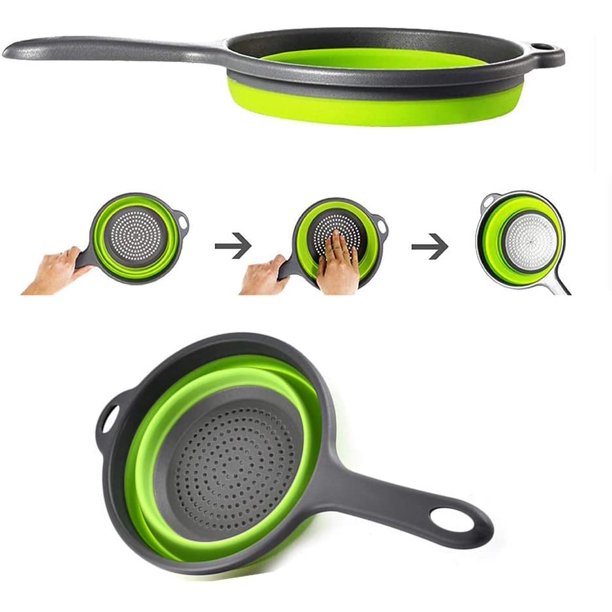 Colador plegable de silicona para cocina, cesta de almacenamiento,  escurridor para frutas y verduras, colador plegable para ahorrar espacio,  colador seguro JFHHH pequeña