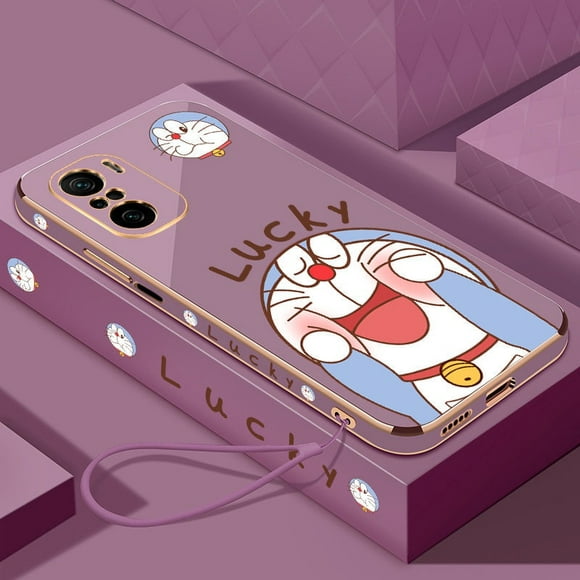 xiaomi redmi note 10 pro 5g 4g 10 10s 9t 9s 9 8 7 lucky doraemon smooth plating square edge shell ex gongbohan