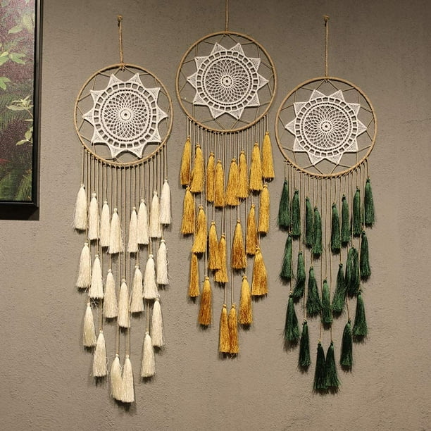 Atrapasueños grande de macramé, decoración Bohemia nórdica