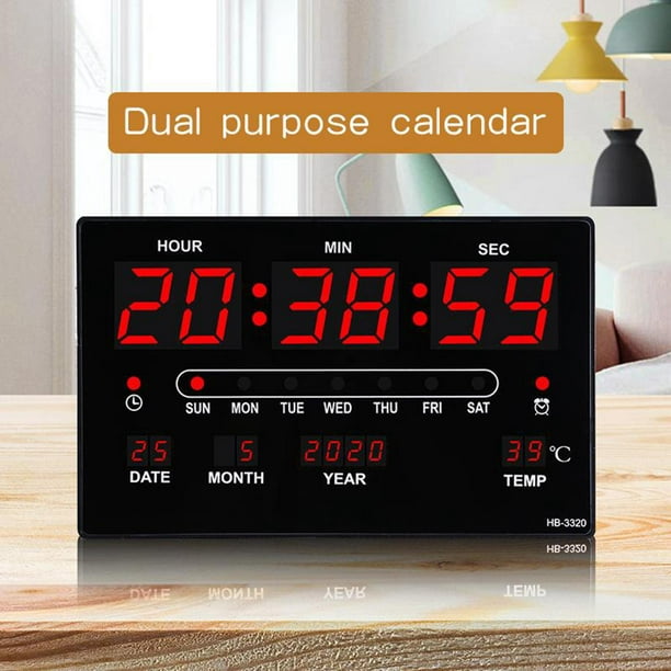 Reloj Digital Led Pared Alarma Calendario Temperatura IMPORTADO