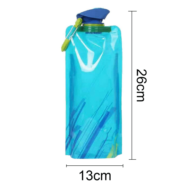 Botella de agua plegable portátil,700ML Reutilizable Bolsa de agua