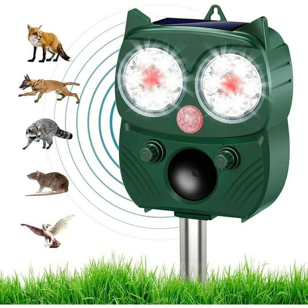 Repelente de gatos para exteriores, repelente ultrasónico para gatos,  ahuyentador de perros, carga solar, carga USB para prevenir perros y gatos