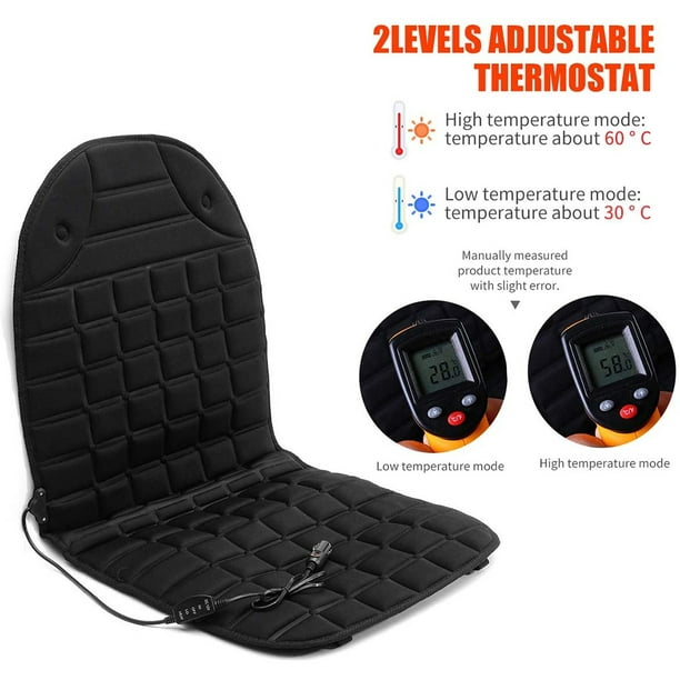 Zone Tech Car Heated Seat Cover Cushion Hot Warmer 12V Heating Warmer Pad  Hot Black Cover Perfect for Cold Weather and Winter Driving