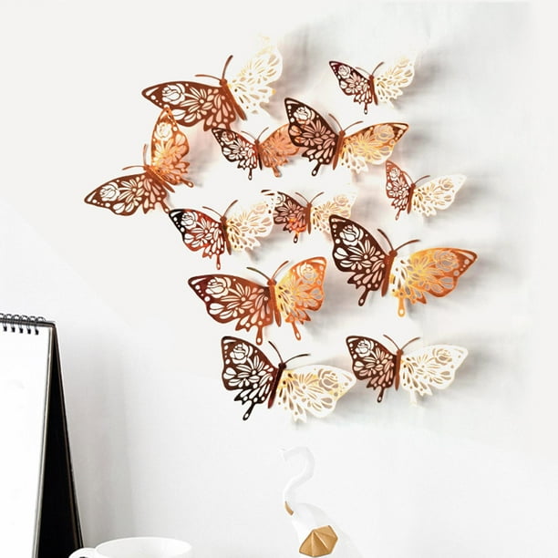  Sky-Town 12 calcomanías de pared de mariposa de PVC 3D, mariposas  decorativas para refrigerador, mariposa para decoración del hogar,  calcomanías de pared para sala de estar, decoración de pared de mariposa (