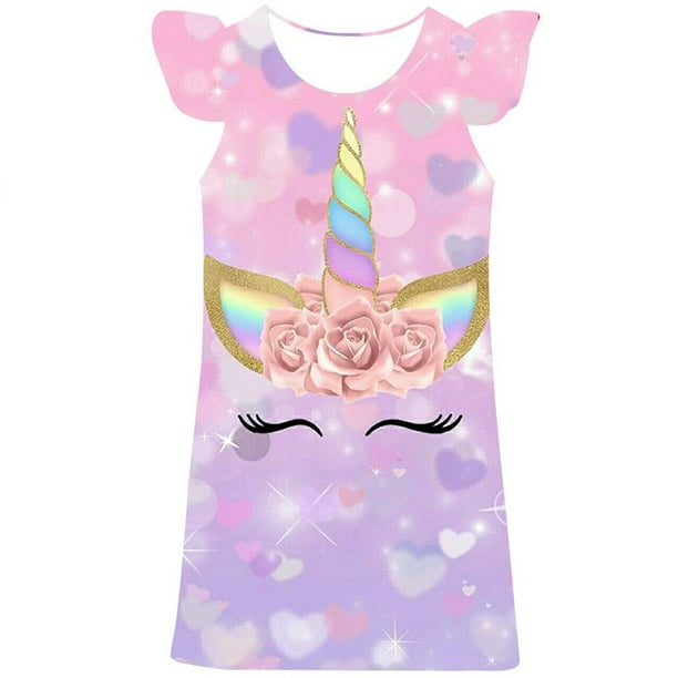 Ropa de bebé niña fiesta niñas vestido niñas fiesta dibujos animados ropa Casual verano unicornios vestidos Frocks10T Gao Jinjia LED | Walmart en línea