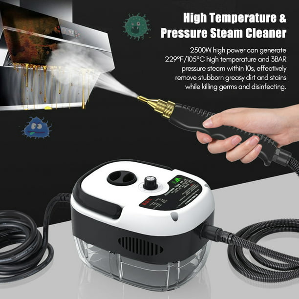 Limpiador de vapor portátil de mano de 2500 W, máquina de limpieza a vapor  a presión de alta temperatura con cabezales de cepillo para muebles de