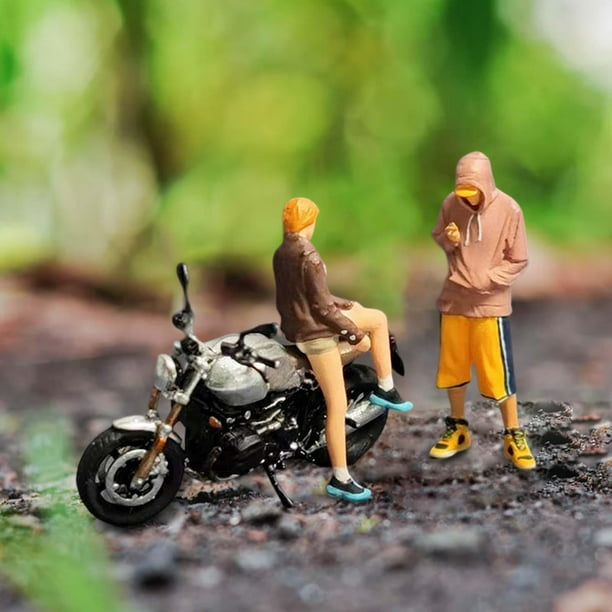 Modelo de motocicleta de estilo Retro, vehículos de juguete, decoración del  hogar, escena de mesa de arena, colección realista, figurita en miniatura  Rojo Macarena Juguetes de motos