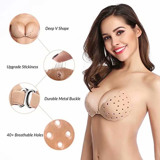 Brasier adhesivo, sin espalda, brasier sin tirantes, push up, adhesivo  invisible, 2 pares