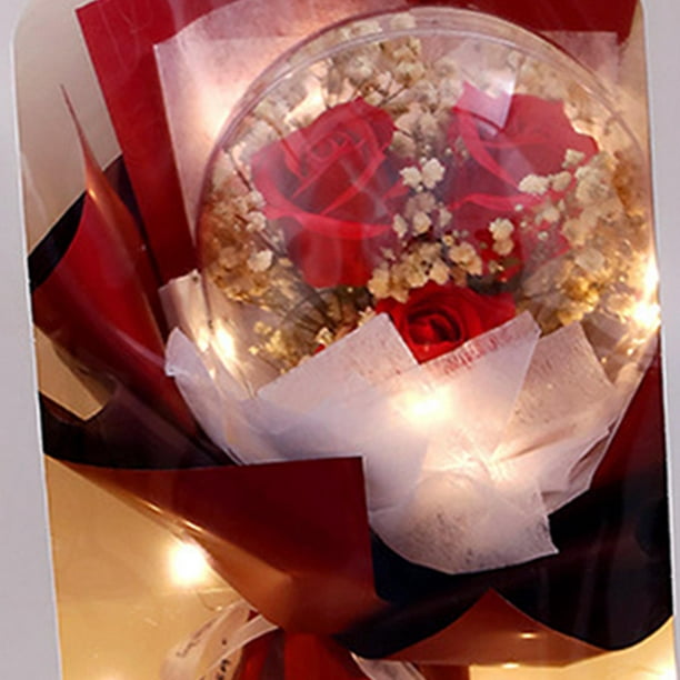 Regalos de rosas navideñas para mujeres, regalo en luz LED, ideas para  regalos para el Valentín, rojo Baoblaze Hada eterna rosa