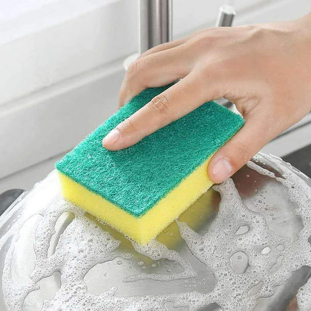 Esponja para fregar platos, esponja de limpieza antiarañazos, esponja de  doble cara para limpiar platos, platos y manchas, almohadilla de limpieza