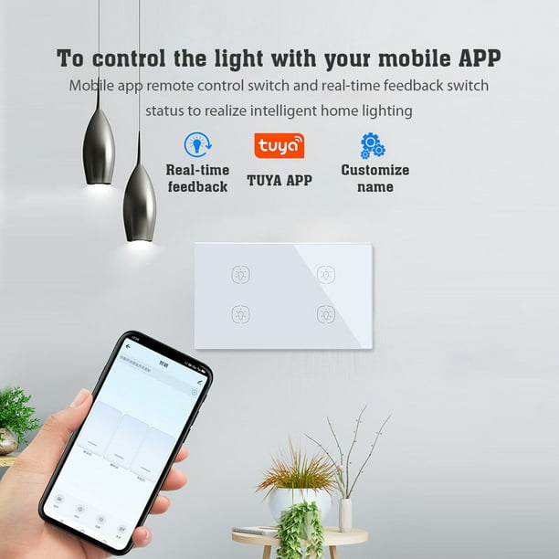 Interruptores inalámbricos Interruptor de luz WiFi Smart Wall Compatible  con Alexa Echo Google Home yeacher