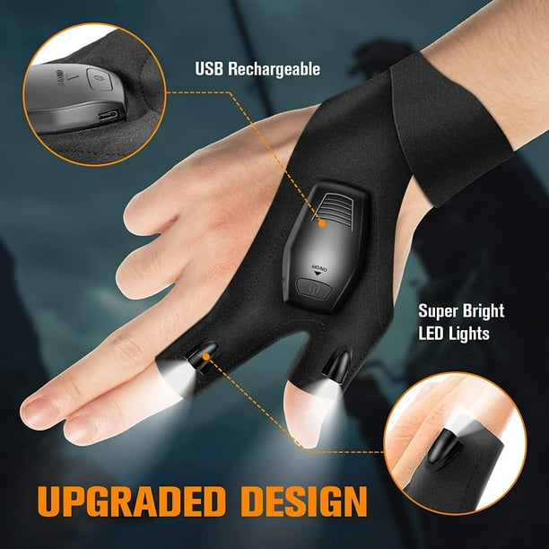 Guantes de luz con carga USB, guantes de pesca LED ajustables