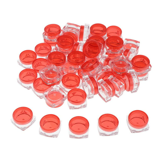 50 Recipientes de Plástico Vacíos para Cosméticos, Tarros para para  Decoración de Uñas , rojo Salvador Frascos de cosméticos vacíos