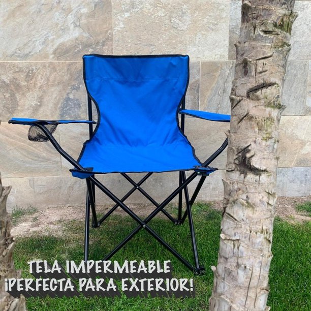 Silla de Playa con Mesa Plegable Azul