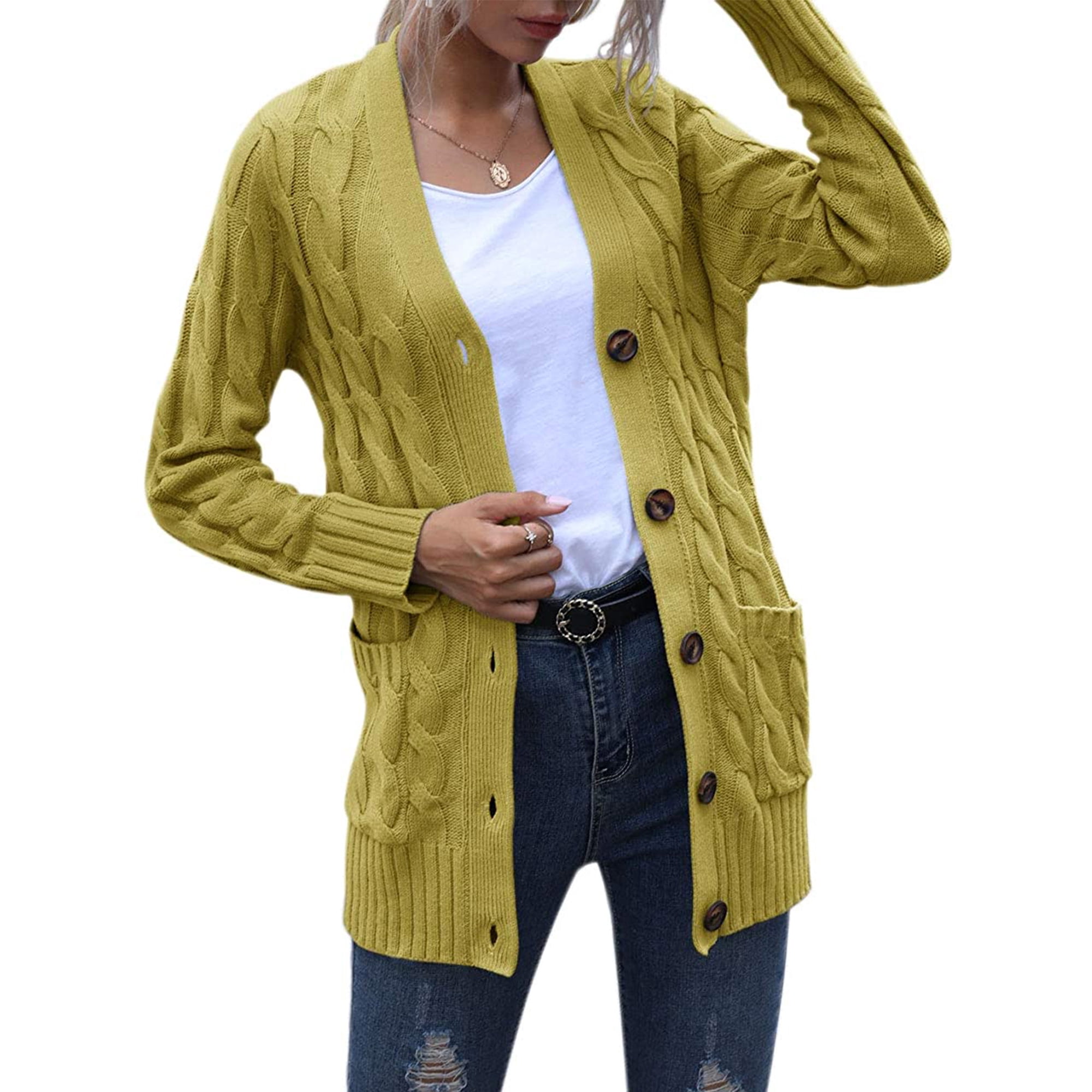 Plus Size Casual Sweater, Mujer Plus Sólido Cable Manga Larga Botón Con  Capucha Jumper Largo Con Bolsillos