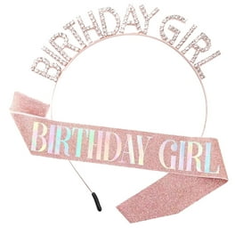Gorro de primer cumpleaños con purpurina dorada, pompón rosa y cinta  ajustable, para niña