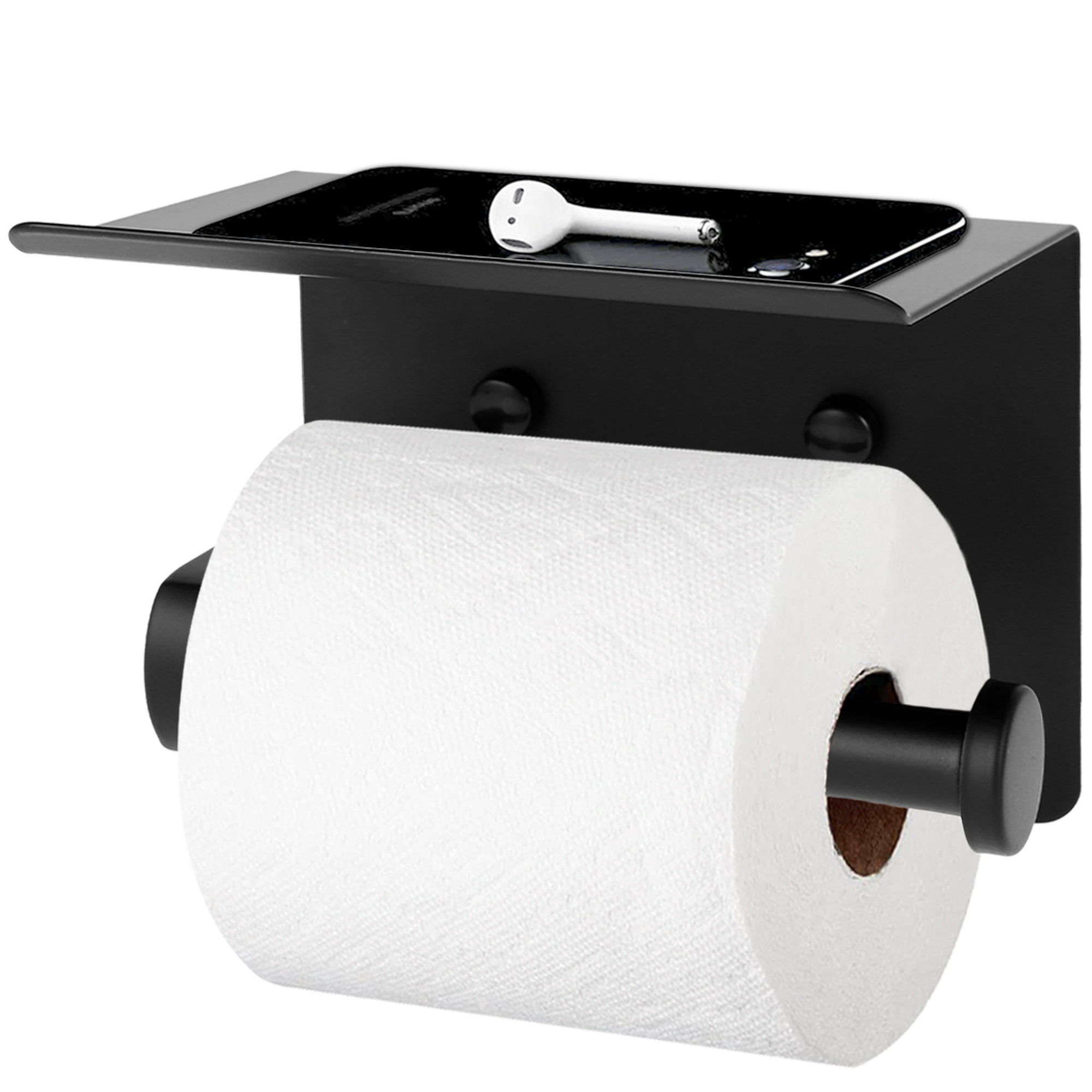 Portarrollos de papel higiénico de acero inoxidable Portarrollos de papel  higiénico original montado en la pared sin taladrar Portarrollos de papel  higiénico negro Adhesivo 3M para decoración Baño WC Accesorio de cocina