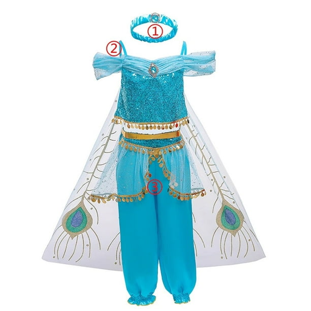 Disfraz de Jasmine de Aladin, Disney, S, Turquoise