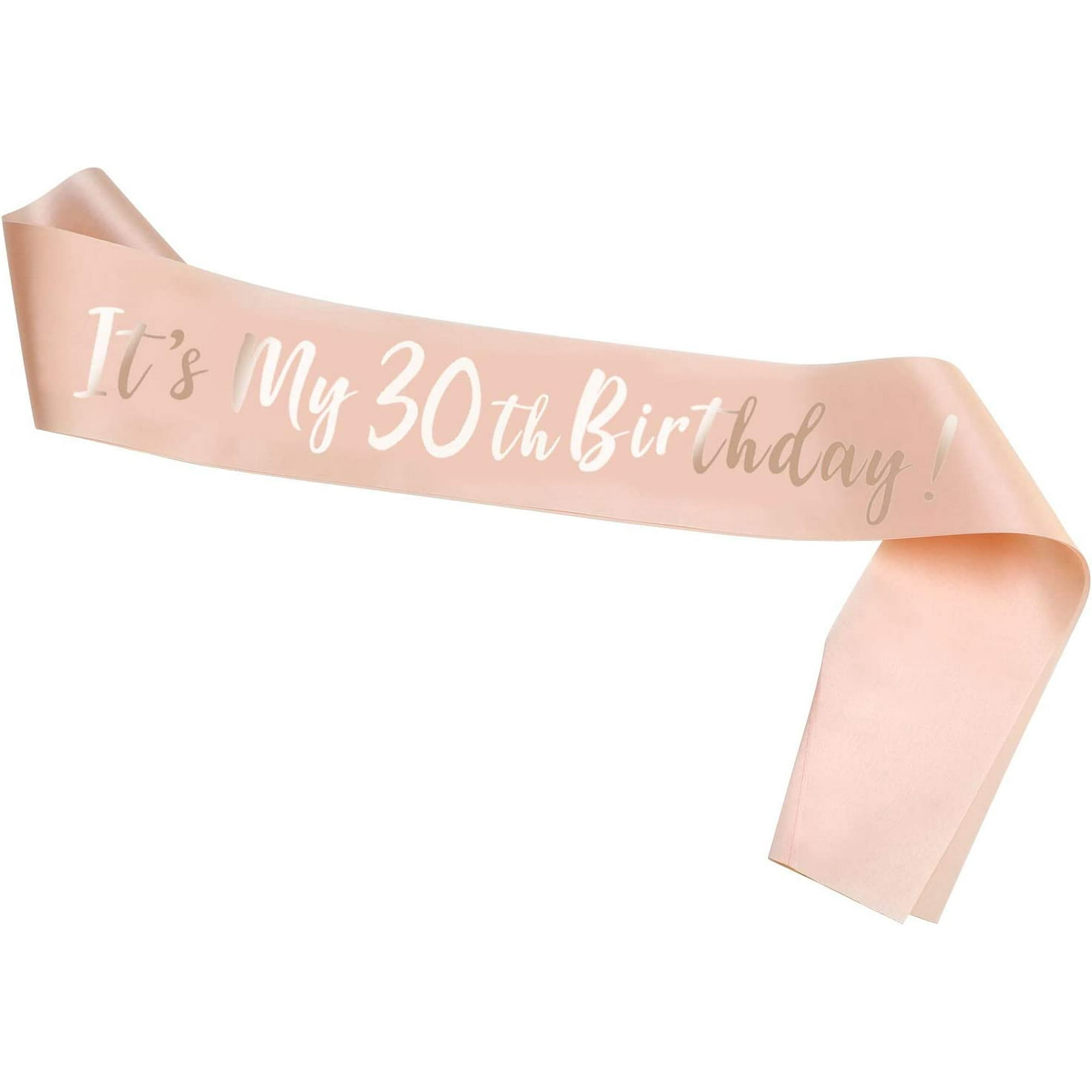 Banda de cumpleaños de 30 y fabulosa, papel de aluminio rosa intenso '30 y  fabuloso', banda de satén plateado para cumpleaños de 30 años para mujeres