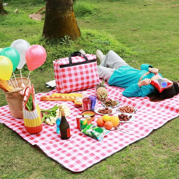  Manta grande de picnic al aire libre impermeable, tapete de  gran tamaño a prueba de arena para playa a cuadros para 2-8 adultos, manta  de picnic impermeable para exteriores, aislamiento térmico