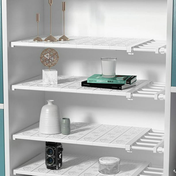 Organizador de estante de almacenamiento de armario , estante de armario  extensible, estantes de ahorro de espacio para armario de cocina, -  Actualizado: L : 48-80cm W: 36cm perfecl estante de tensión