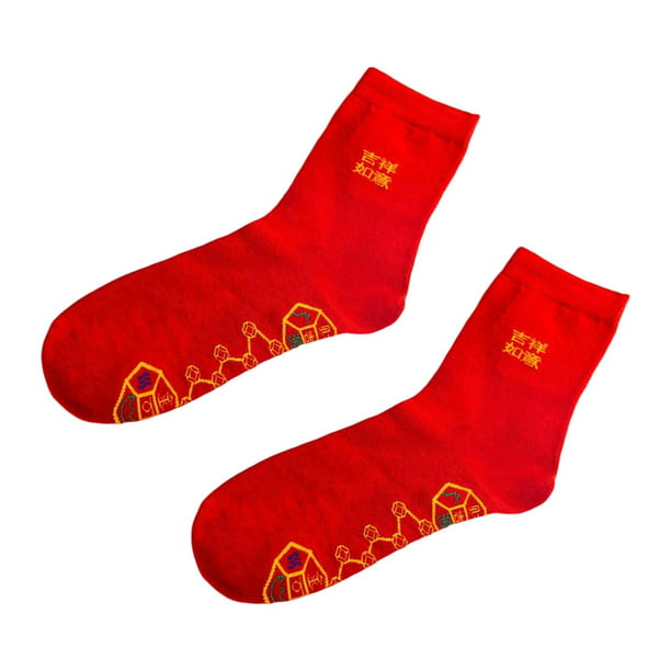 1 par de calcetines chinos de equipo rojo de año Nuevo, transpirables,  suaves, gruesos, cálidos, cómodos, informales para deportes, voleibol, sala  de Soledad Calcetines Adultos