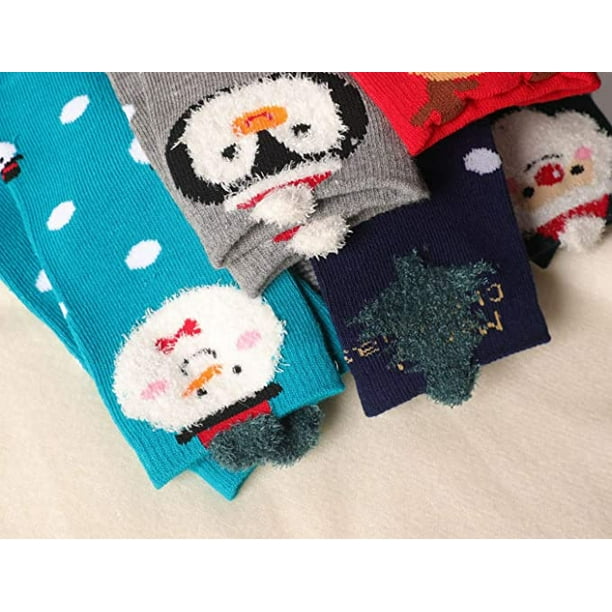 Calcetines de Navidad para niños, 5 pares de calcetines unisex de Navidad,  calcetines de algodón divertidos de invierno, regalo de Navidad para niños