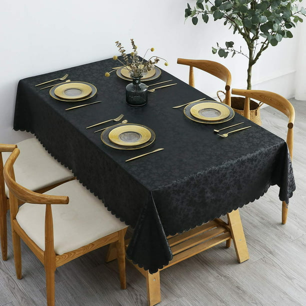 Mantel impermeable para mesa, manteles rectangulares nórdicos, mantel  redondo, cubierta de mesa antideslizante para decoración de boda, mesas de  comedorNegro152x304cm Deng Xun unisex