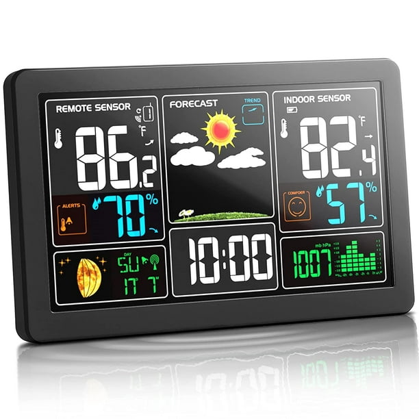 Termómetro higrómetro para interiores y exteriores, estación meteorológica  inalámbrica, monitor de temperatura y humedad alimentada por batería