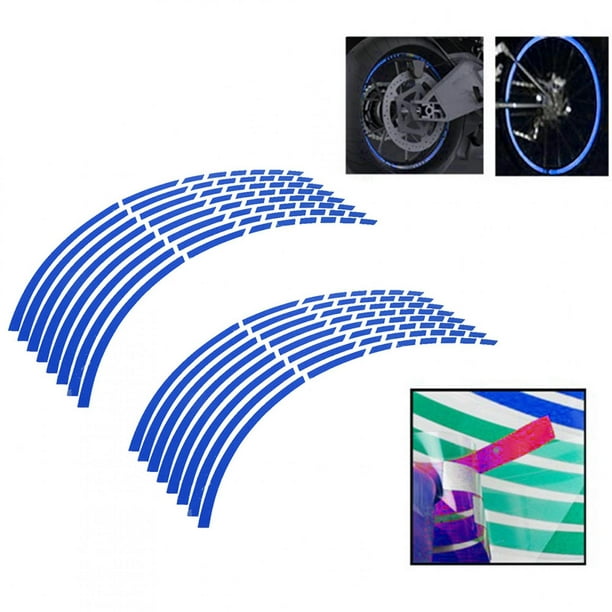 16 pegatinas reflectantes para llanta de rueda de 16 a 18 pulgadas,  accesorio de decoración (azul)