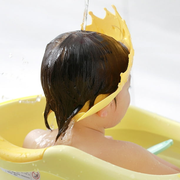  Gorro de ducha para bebé, impermeable, para niños, niñas, niños,  protege las orejas y los ojos. Corona de baño de silicona ajustable. : Bebés