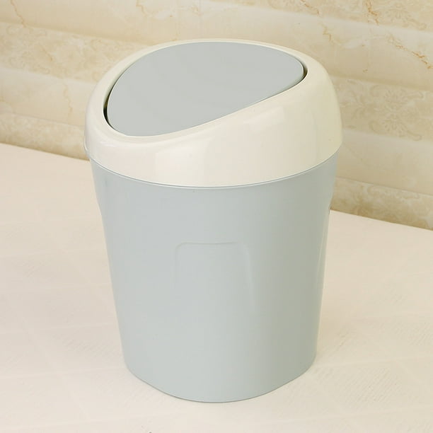 Mini de con tapa, pequeño contenedor de almacenamiento de escritorio  Papelera con tapa abatible para cocina, , oficina Azul con tapa abatible  BLESIY