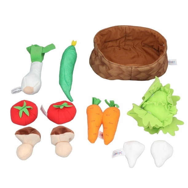 Juguete de cesta de verduras, cesta de verduras de felpa, juego de