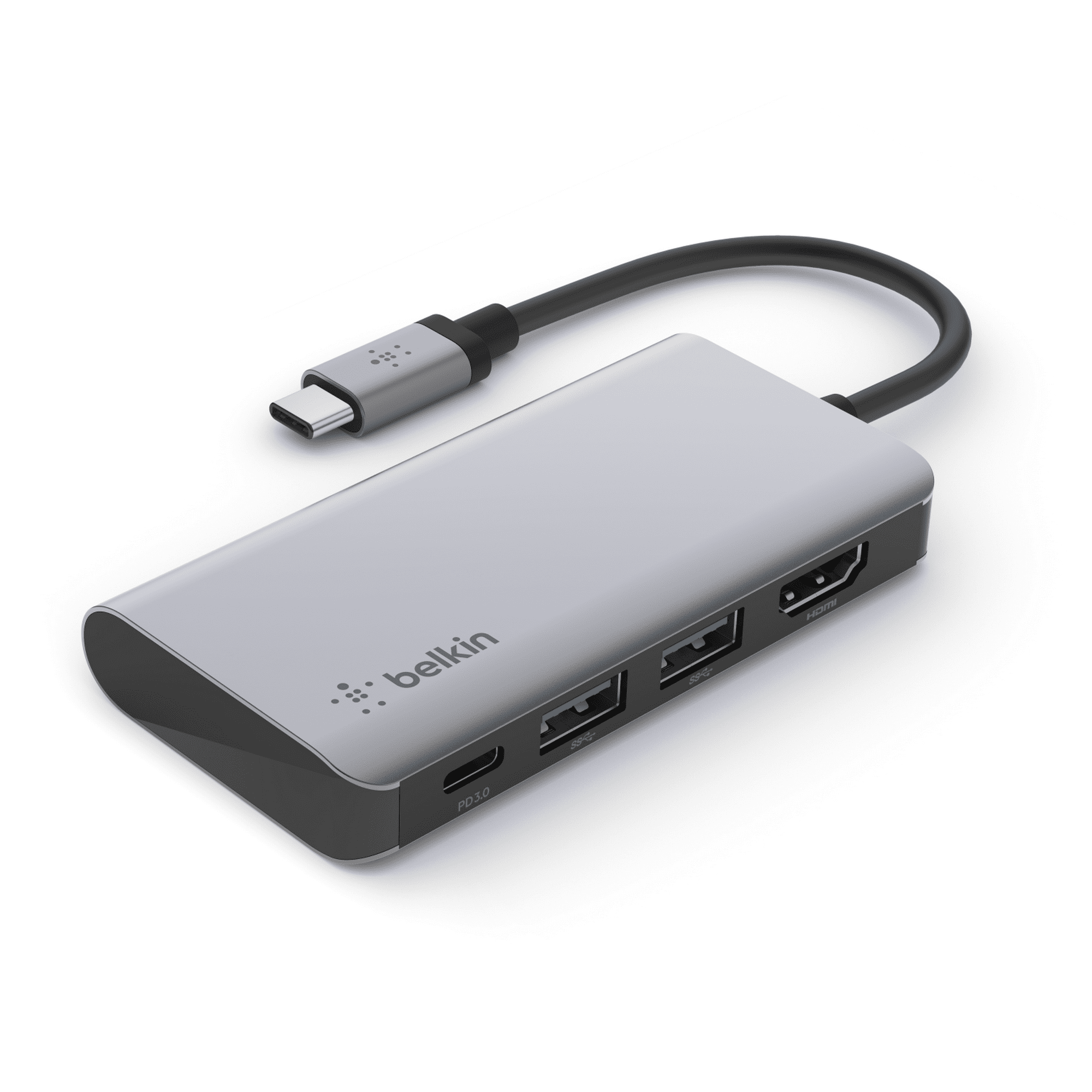 Adaptador multipuerto usb c 4 en 1 belkin gris