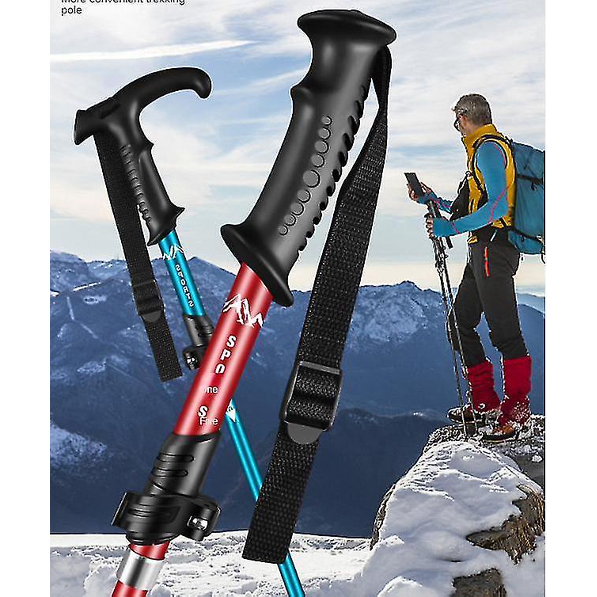 Bastones de senderismo de aluminio plegables con sistema de bloqueo rápido,  plegables, telescópicos, ultraligeros para trekking para personas mayores,  mochileros, senderismo