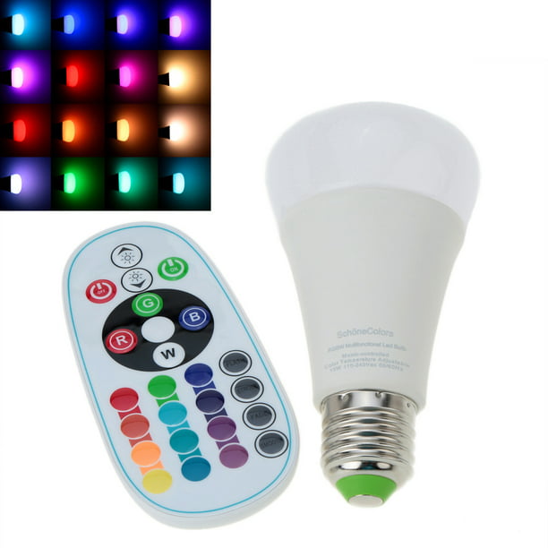Bombilla LED RGB + W E27 10W con Mando a Distancia
