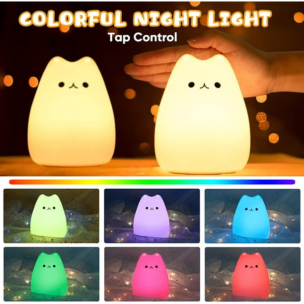  NeoJoy - Lámpara de gato con control remoto, luz nocturna de  silicona para niños pequeños, bebés, niñas, recargable, linda luz nocturna  kawaii, blanco, juego de 4 piezas : Bebés
