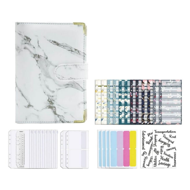 Malgastar choque Leopardo Carpeta de cuaderno A6 de cuero PU con etiqueta adhesiva, bolsa con  cremallera, hoja de presupuesto, Baoblaze cuaderno de facturas | Walmart en  línea