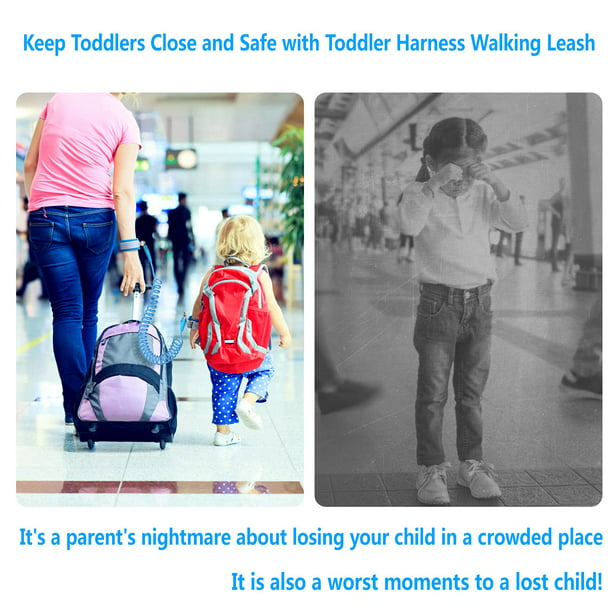  Correa para niños pequeños, arnés de seguridad para caminar y  muñeca antipérdida para niñas/niños de viaje (negro 2) : Bebés