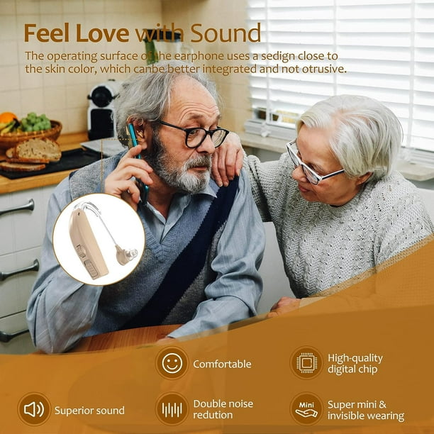  Audífonos para personas mayores recargables con cancelación de  ruido, audífonos para adultos, amplificador auditivo digital para pérdida  auditiva, audífono invisible, amplificador de sonido auditivo auditivo  auditivo asistencia : Salud y Hogar
