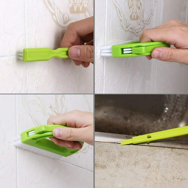 Cepillo limpiador de lechada con mango – Juego de 3 cepillos verdes para  juntas de azulejos para limpieza profunda – Cocina Baño Ventana Puerta Riel