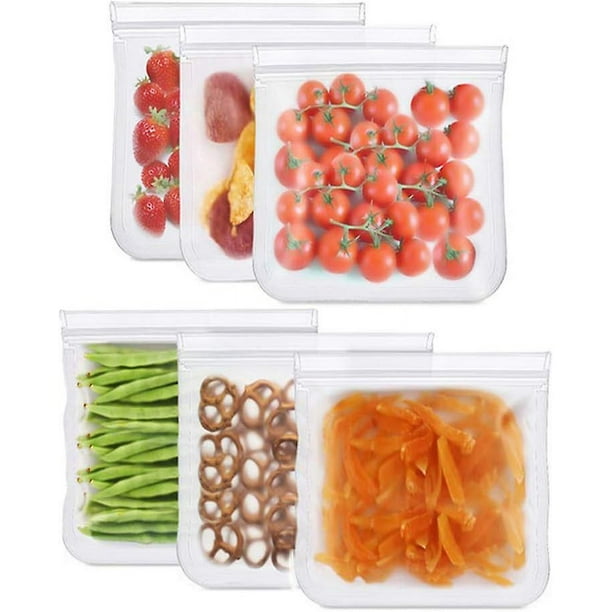 Bolsas reutilizables para almacenamiento de alimentos, paquete de 6 bolsas  de silicona reutilizables para congelador, a prueba de fugas, sin Bpa, para  marinar carnes, cereales, sán YONGSHENG 8390612642067