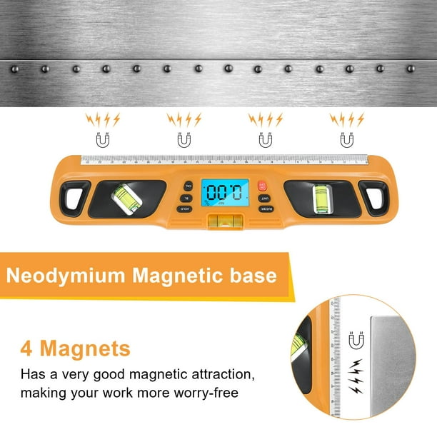 Inclinómetro de buscador de ángulo de transportador digital magnética  naranja naranja Sunnimix Inclinómetro digital