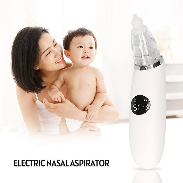 Aspirador nasal para bebé, limpiador de nariz seguro, rápido e higiénico  con funciones de pausa, música y alivio ligero, 3 puntas de silicona, nivel