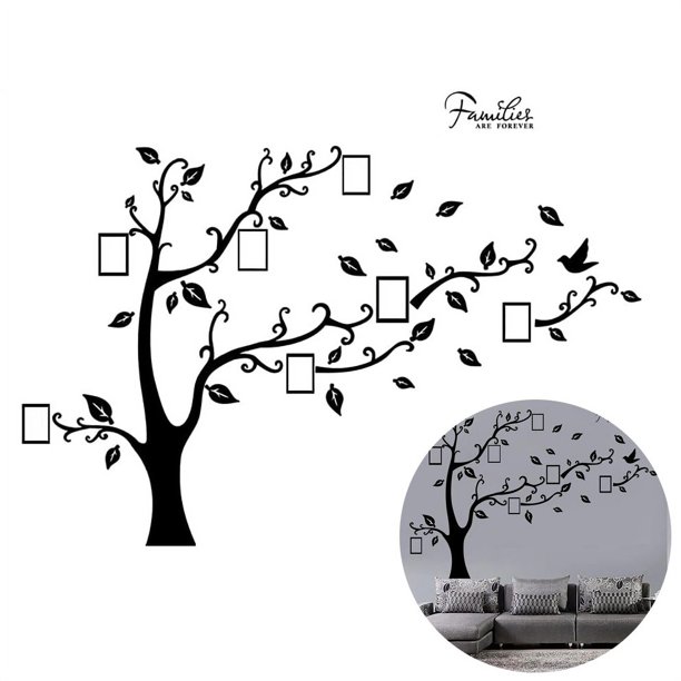 Árbol Pegatinas de Pared - 3D Árbol Familia Marco de Fotos DIY Murales  Stickers Decoración para Salón Dormitorio Oficina Habitación Pegatinas Pared  (1 Negro,M:160 * 132cm) : : Bricolaje y herramientas