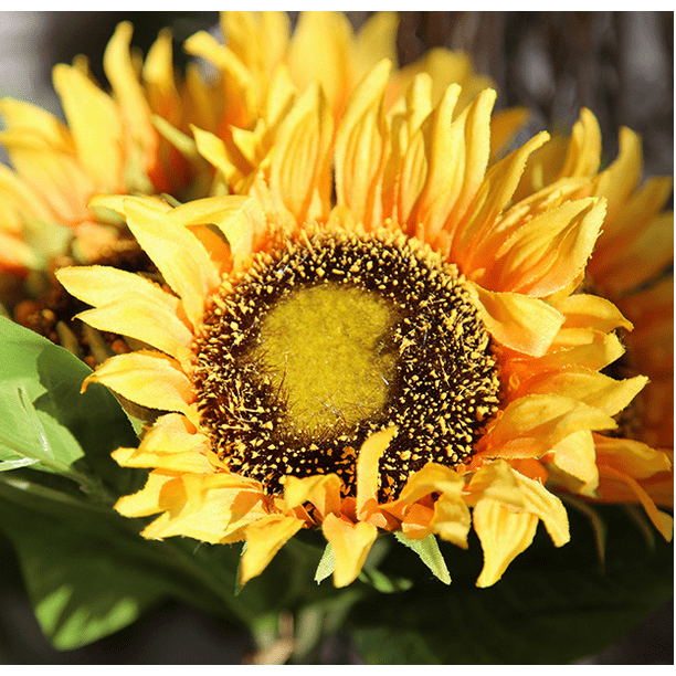 RV 1 ramo de arreglos de girasoles artificiales, ramo artificial de  girasoles falsos de seda de verano grande, decoración para el hogar y la  boda Rojo Verde